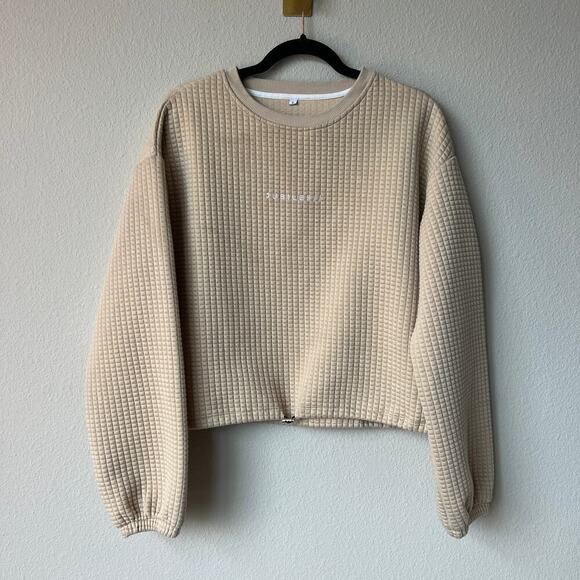Jubilee Apparel Beige Quilted Crew Neck Sweatshirt Size S - Picture 2 of 6